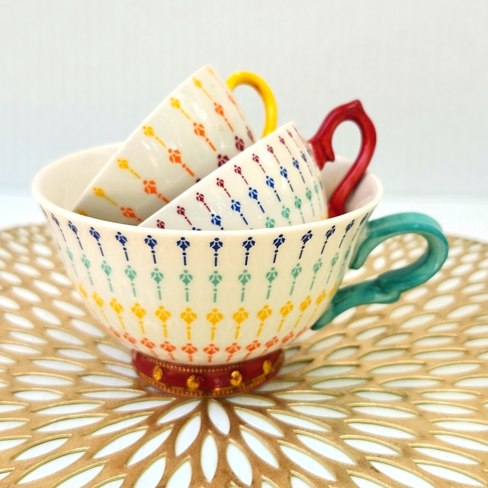 ANTHROPOLOGIE CERAMIC TEACUP MEASURING CUP SET